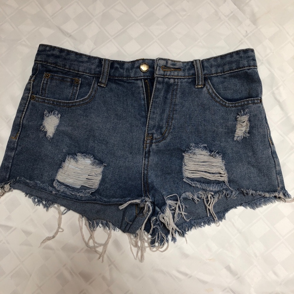 Ripped jean shorts
